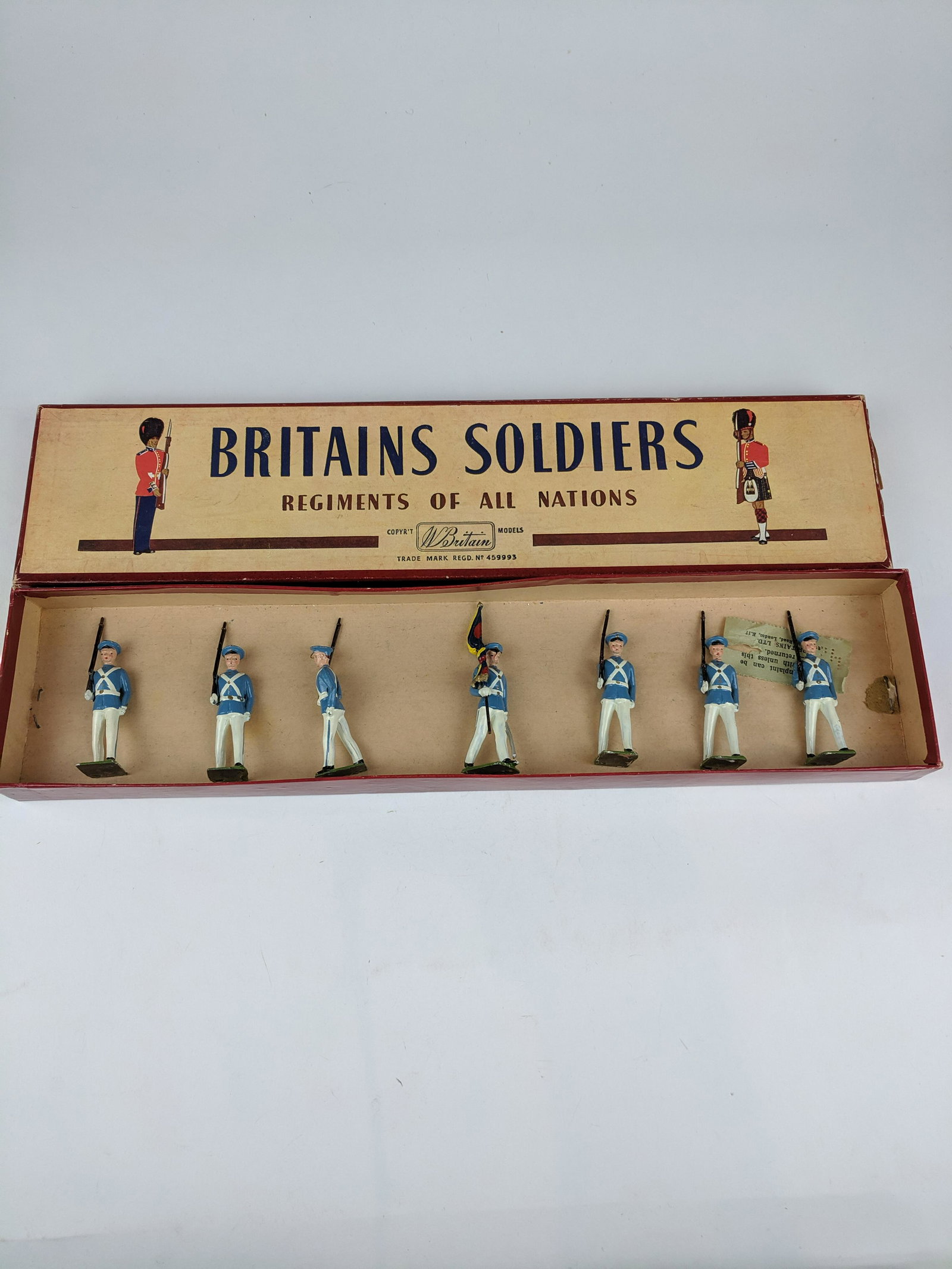 Britains #2098 Venezuela Cadets: 7 Pieces Post War Condition Excellent Box Good No Tie Card