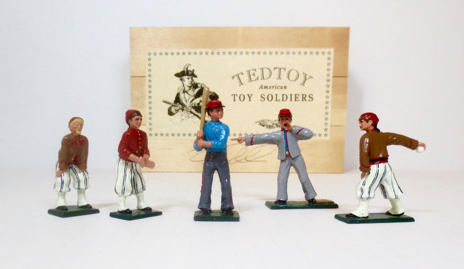Ted Toy TTSSLC American Civil War Baseball: From the Camp Life series. Louisiana Tigers vs. Artillery Regulars. 5 pieces. Near mint condition. Box excellent.