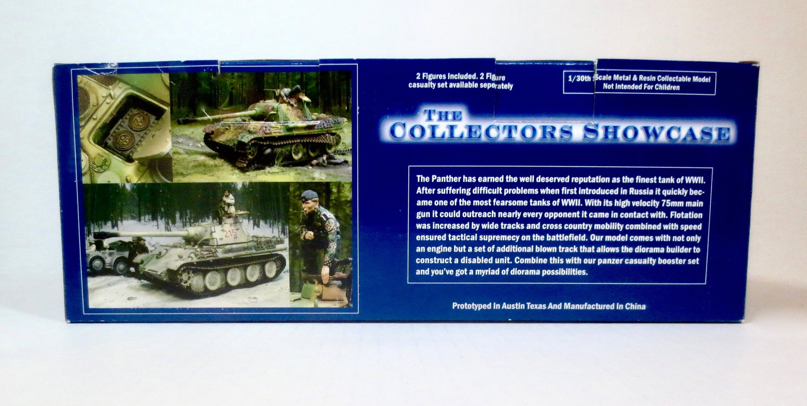 Collectors Showcase #00355 Panther Ausf G: With thrown track and open engine compartment. 1/30th scale. 3 pieces. Mint in box. Box excellent. *Additional $50 Shipping Charge Due to Large Lot Size*