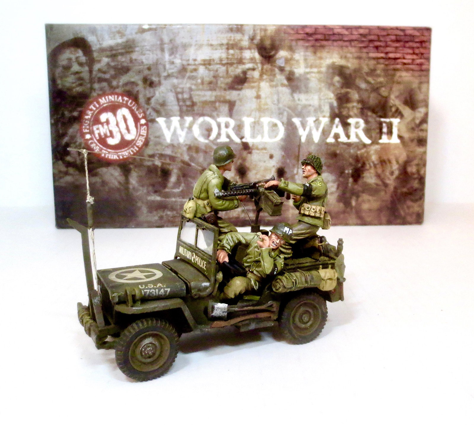 Figarti #ETA-029 WW2 Ambushed MP Jeep: Limited Edition. From The European Theatre series. 4 pieces. Excellent condition. Box excellent.