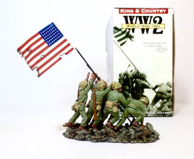 King & Country #IWJ19 “Raising The Flag”: The iconic image of Iwo Jima is Joe Rosenthal’s famous photos of the second flag raising. Five Marines and one Navy Corpsman hoist “Old Glory” above the carnage of Iwo. Sadly only two of the Mar