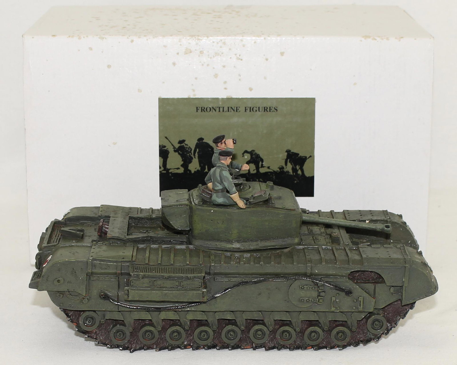 Frontline Churchill Tank with Crew: World War 2. Churchill Tank with Crew. Set #WBT.01. 5 Pieces. Condition Near Mint. Box Very Good with Some Water Stains.
