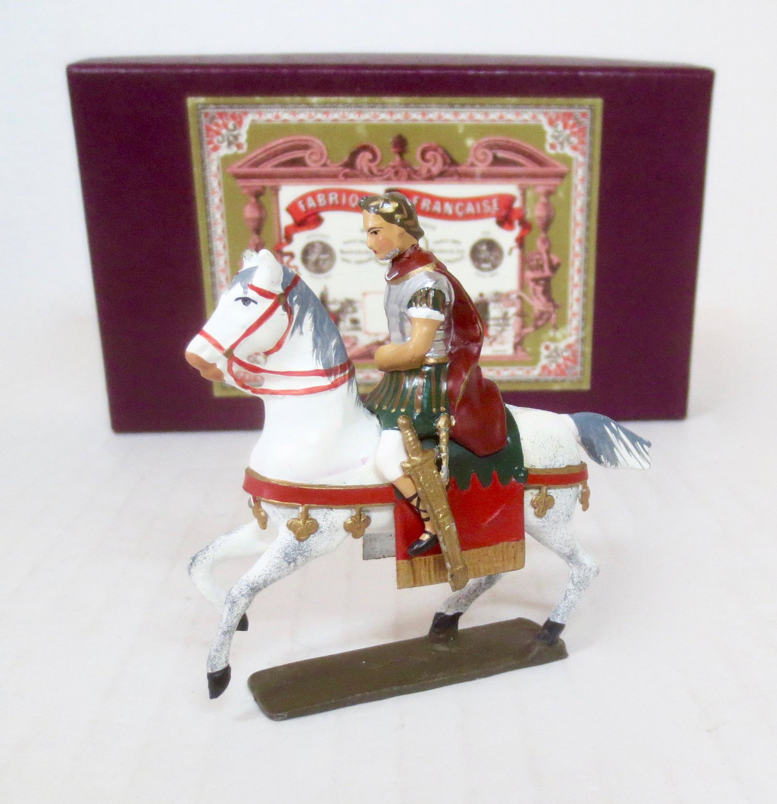 Mignot Caesar Mounted on Prancing Horse: Post war issue. Excellent condition. Box excellent.