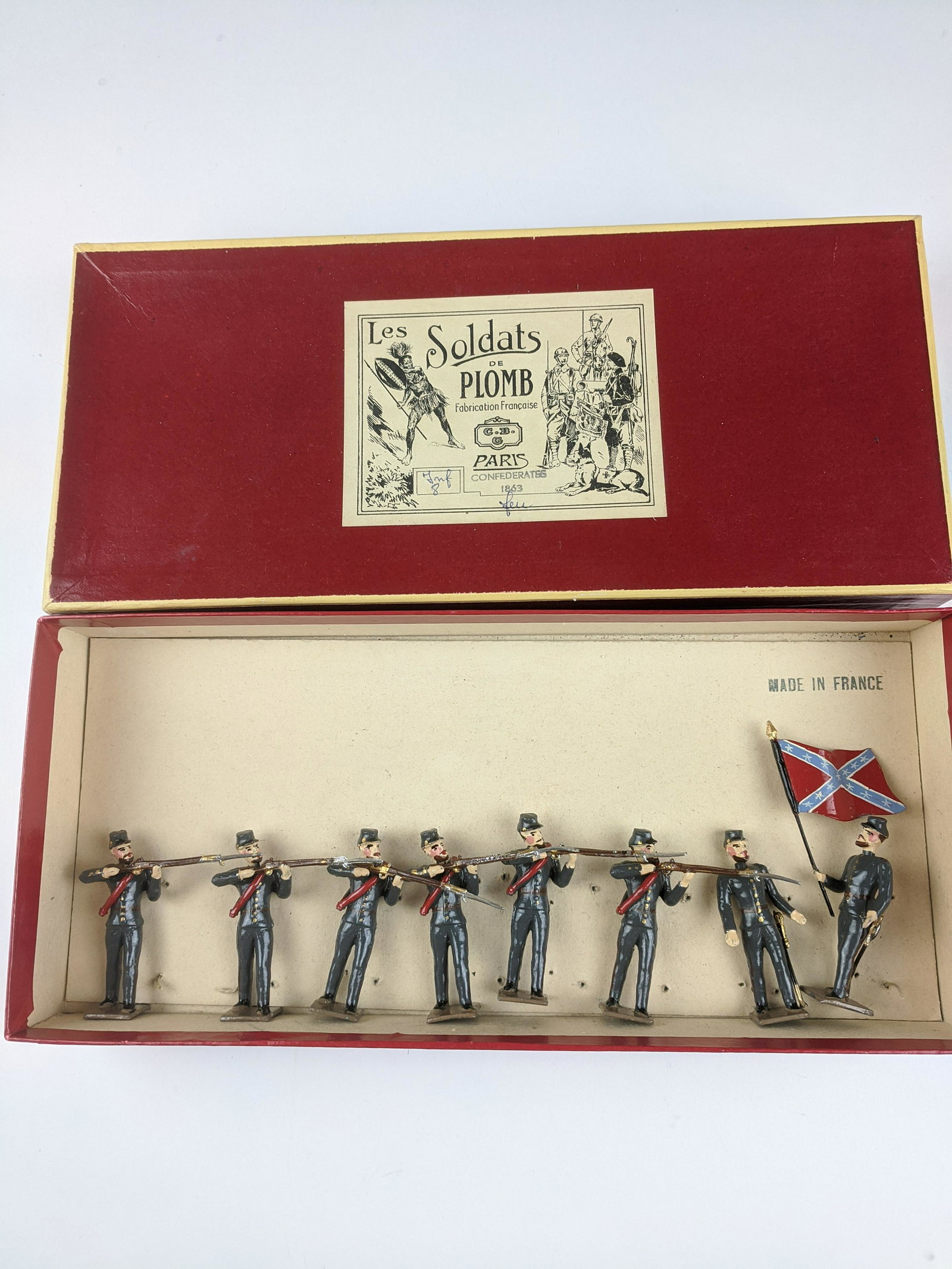 Mignot 1863 Confederates Firing: 8 Pieces Condition Excellent Box Very Good