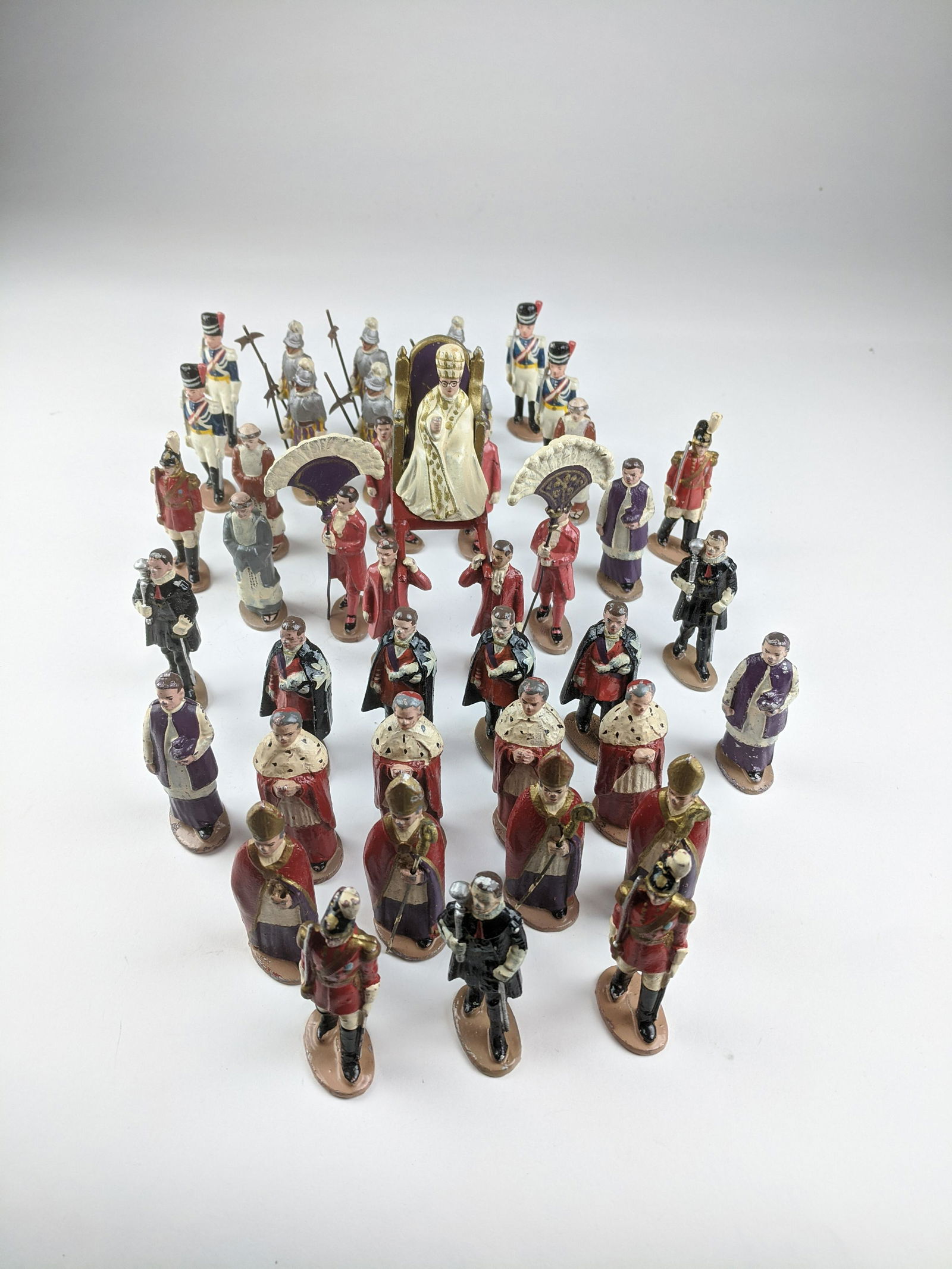 Frenchal Vatican Procession with Pope: 44 Pieces Condition Very Good (1 Missing Staff) No Box