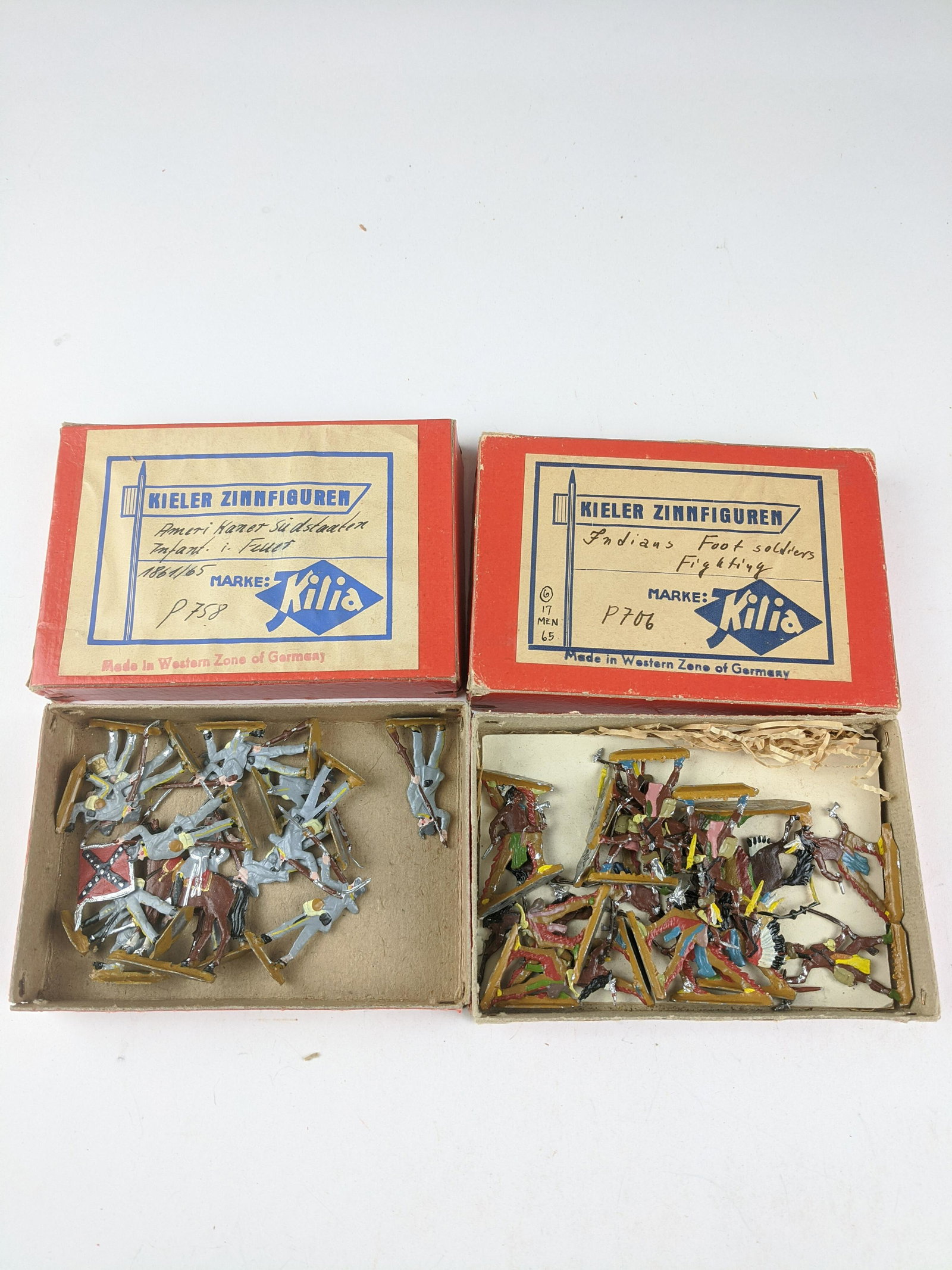 Kilia Flats Indians and Confederates: 2 Boxes Condition Very Good
