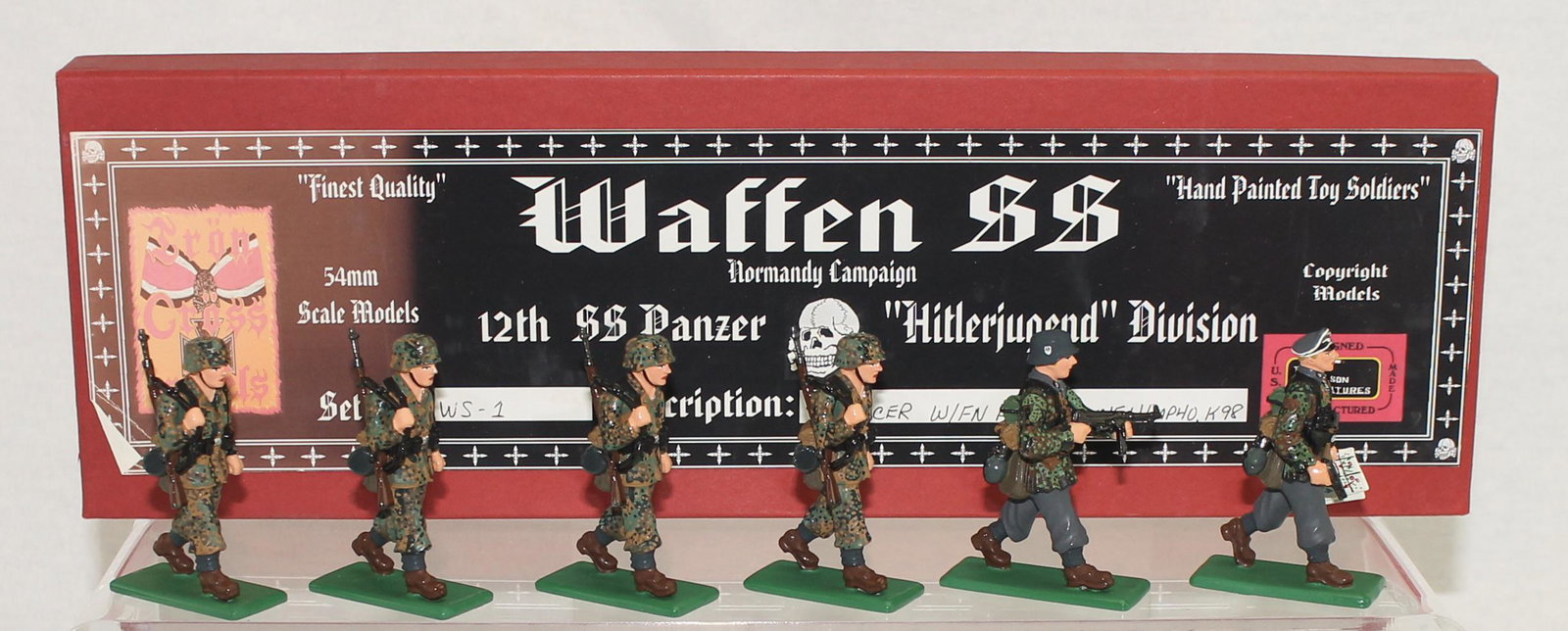 Nickolson Miniatures Set Waffen SS: Waffen SS. Set #WS1. 12th SS Panzer "Hitlerjugend" Division. 6 Pieces. Condition Near Mint to Excellent. Boxes Very Good.
