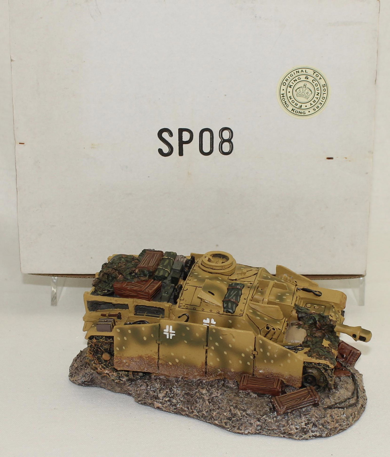 King and Country Set Knocked Out STUG Diorama: World War II. Knocked Out STUG Diorama Accessory. Set #SP08. Scarce - Retired. 1 Piece. Condition Near Mint. Box Very Good. **Due to size - Additional shipping cost to be determined.**