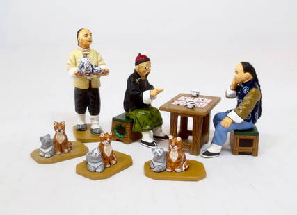 King & Country Streets of Old Hong Kong: Assorted figures including "The Chinese Chess Players" set. 9 pieces. Excellent condition. Unboxed.