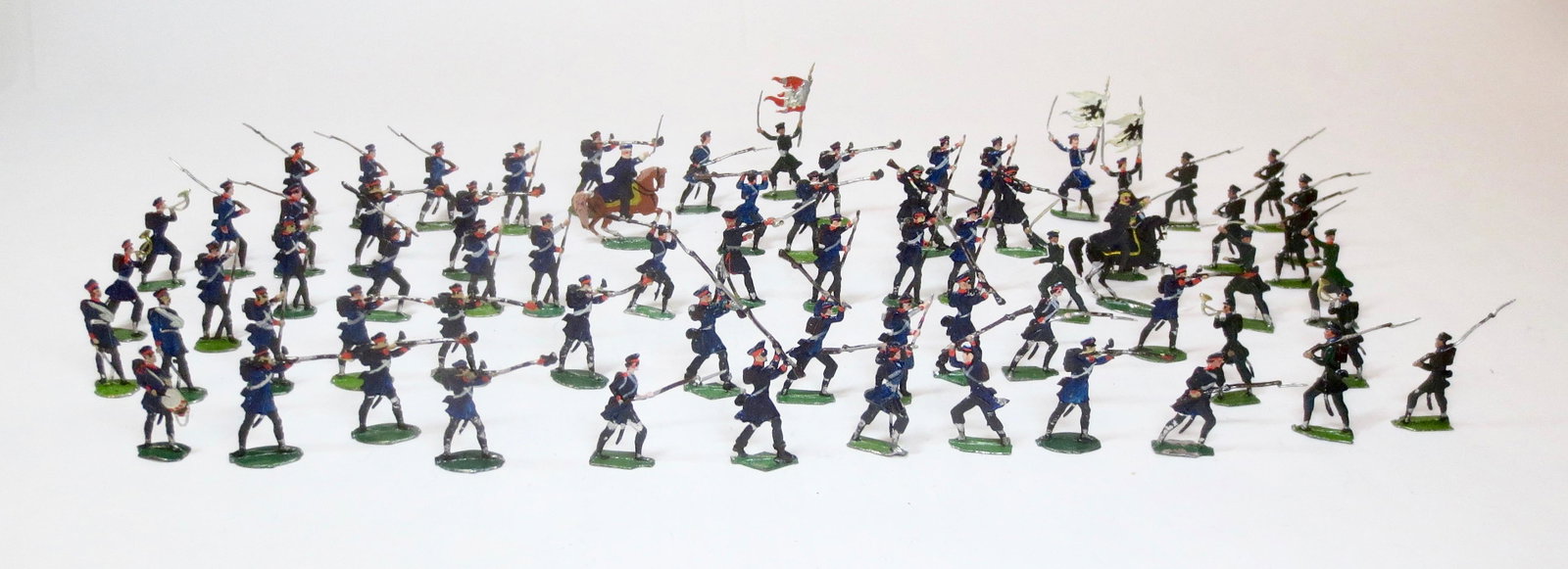 Massive Assortment of Prussians in Action: Heinrichsen or similar maker. 30mm Flats. Over 100 pieces. Excellent condition. Unboxed.