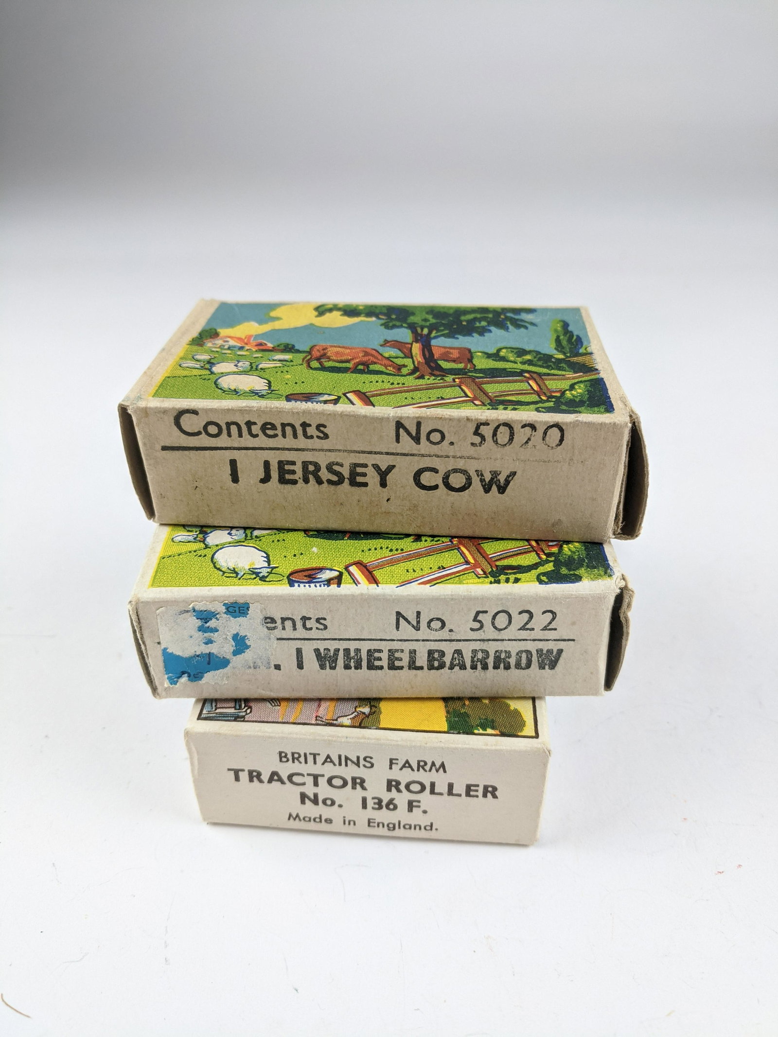 Britains Picture Packs Farm Animals: #5020,#5022,#136F 4 Pieces Condition Very Good Boxes Very Good