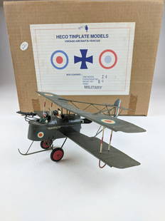 Heco Tinplate WWI British Biplane: 3 Pieces Condition Excellent Box Very Good