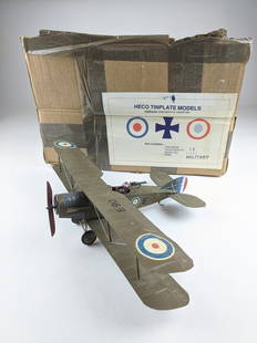 Heco Tinplate WWI British Biplane: 3 Pieces Condition Very Good Box Very Good