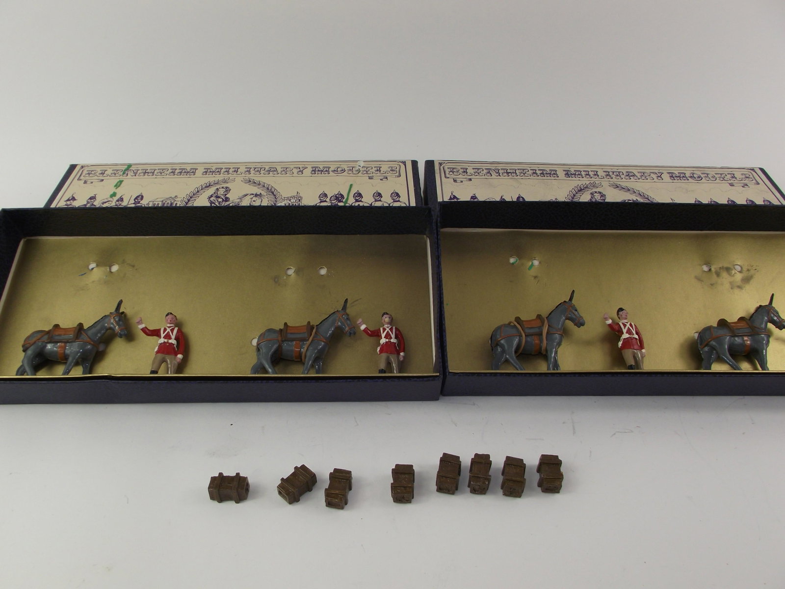 Blenheim E2 Ammunition Mules & Handlers 2 sets: 2 Complete sets with box, mint. General wear to both boxes.