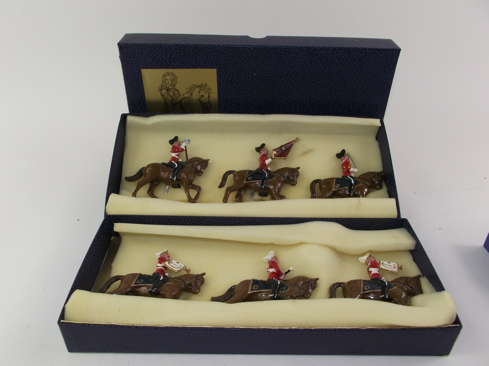 Blenheim C7 & C6 Queens Bays: 2 complete sets with box, mint. C7 is Drums and Trumpet, C6 is Officer, Farrier, and Color. 6 pcs