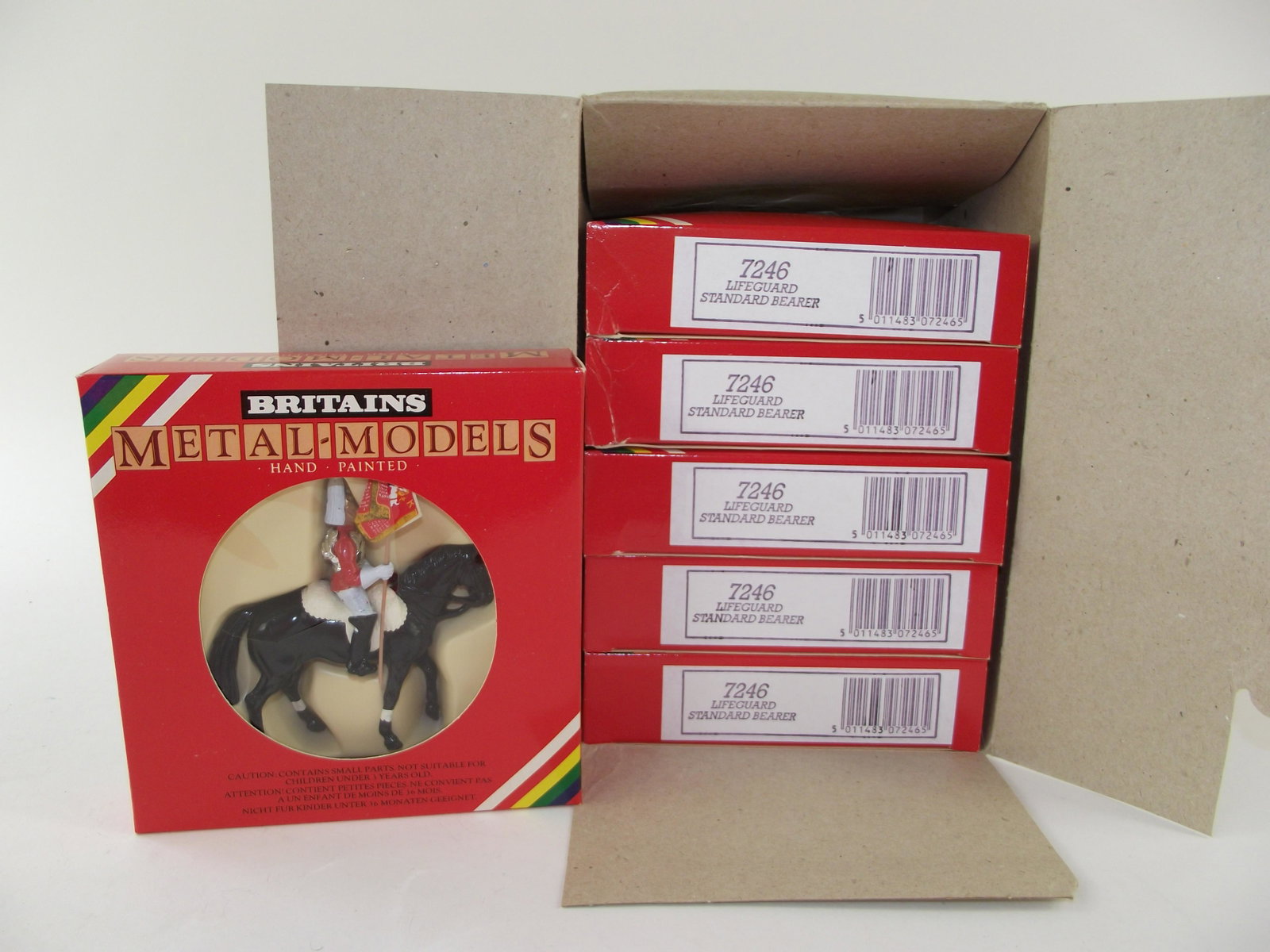 Britains 7246 Life Guard Standard Bearer: 6 complete sets, mint in box. Old store stock.