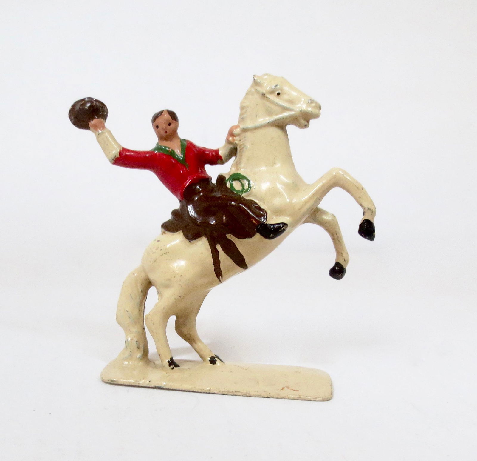 Lincoln Logs VERY RARE Cowboy on Rearing Horse: Hardest of all the Western series figures to find. Near mint condition. Unboxed.