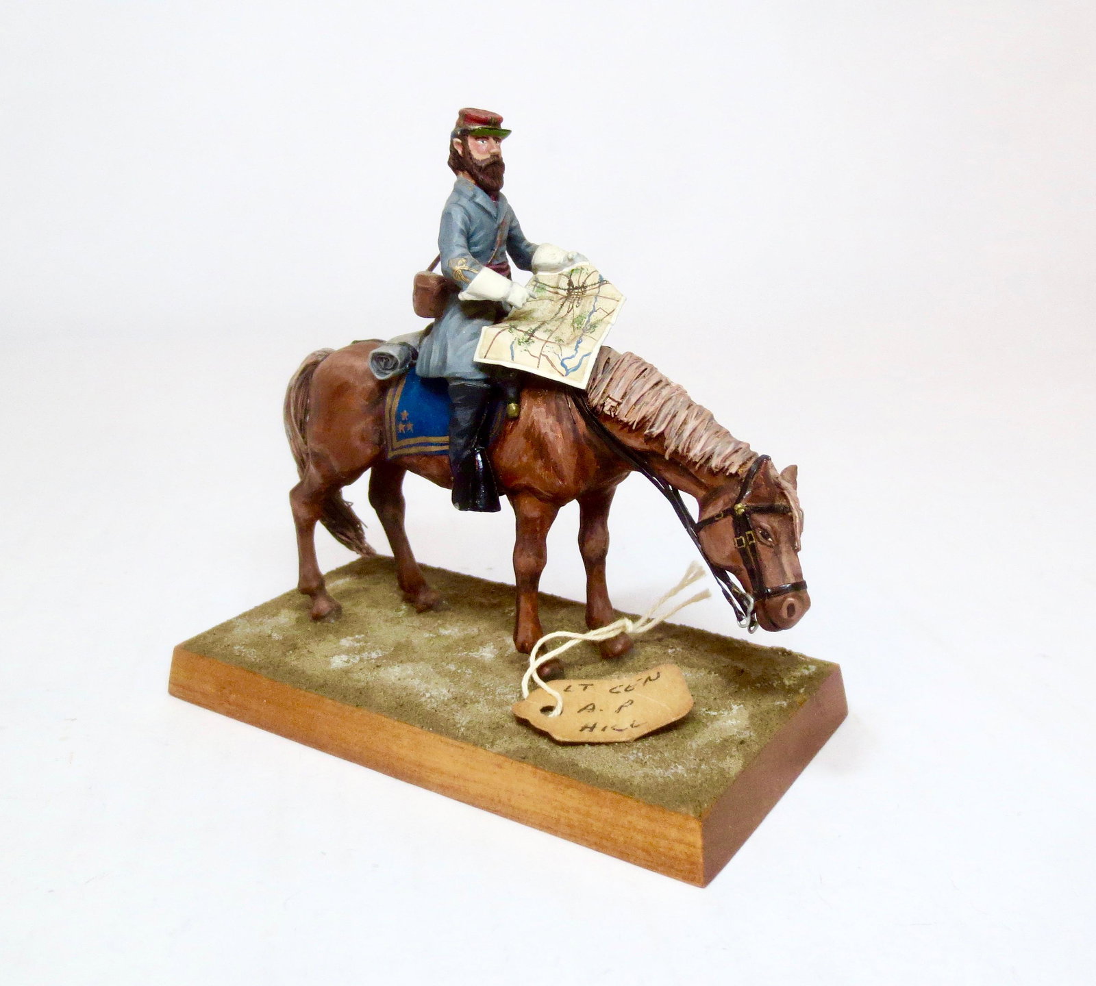 Imrie Lieutenant Confederate General A.P. Hill: Rare early issue, circa 1950's. Sculpted and Painted by Bill Imrie himself, with horse designed by noted French artist Roger Berdou. This lot features Mounted American Civil War Confederate Lieutenant