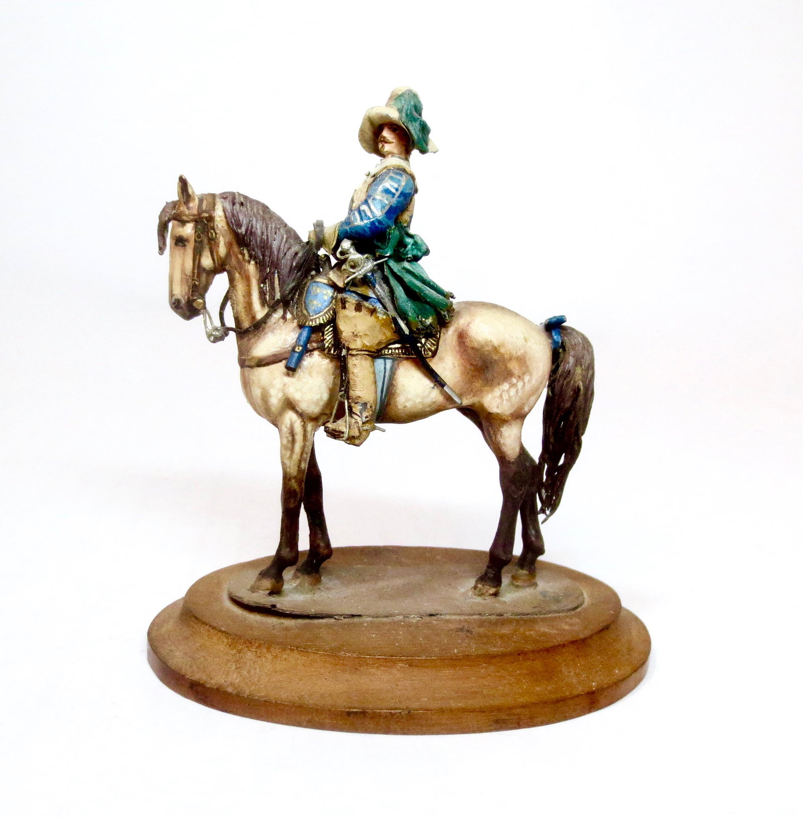 Bernard Vanot Mounted Personality Figure: Beautifully crafted and painted figure. Title is handwritten on bottom of the base. Possibly "Gustave Adolphe". Superb condition.