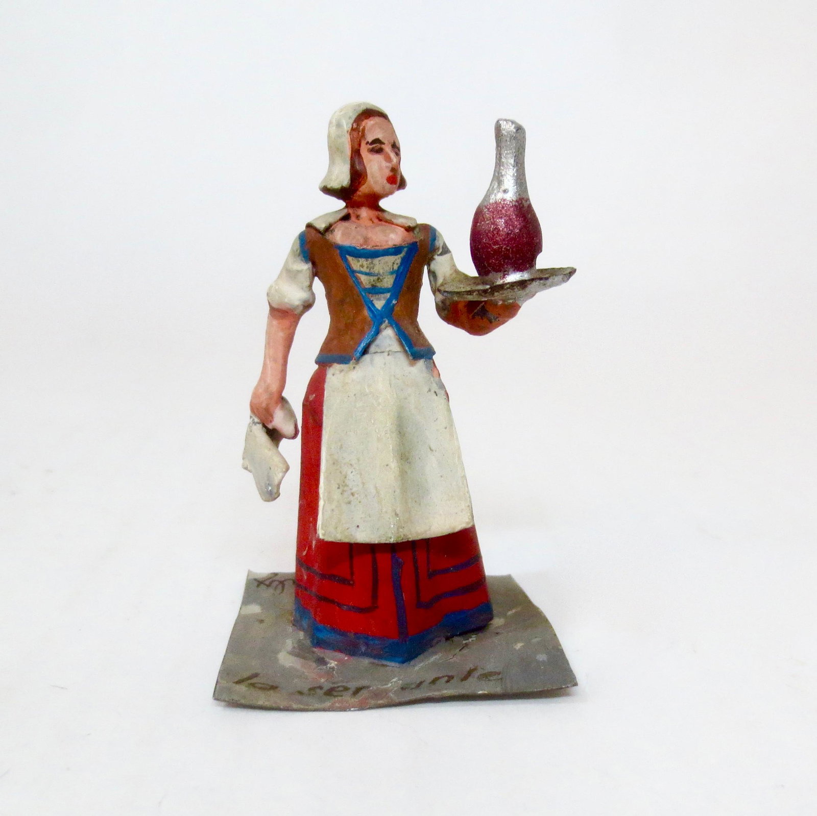 Pierre Alexandre (Palx) "Tavern Wench": Lovely serving girl bringing wine to the table. Signed "Palx" on the base. Very good condition (base paint is flaking).