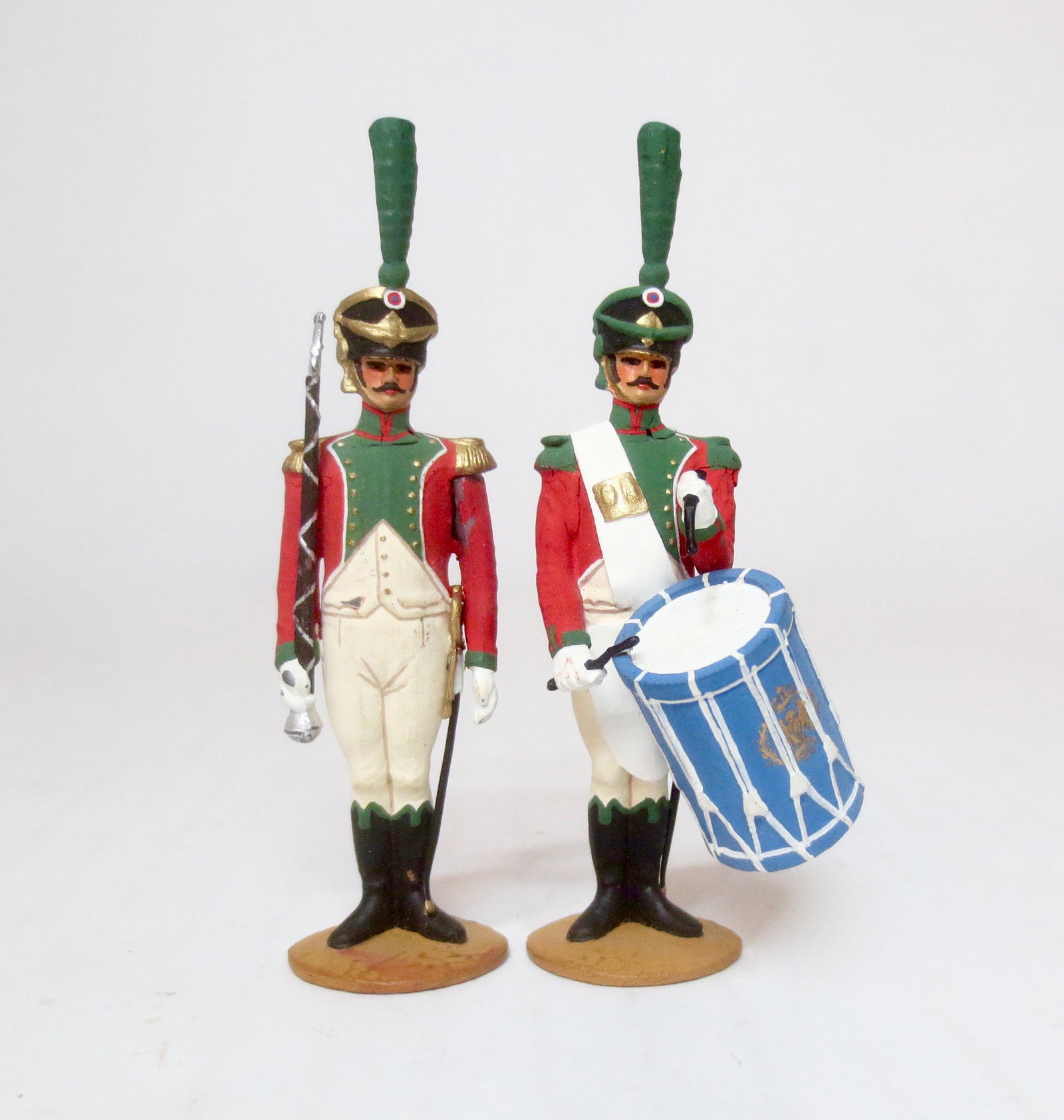 Metayer "Drum Major and Long Drummer": Napoleonic era. 2 pieces. Near mint condition. Metayer by Joanny Jaboulets.