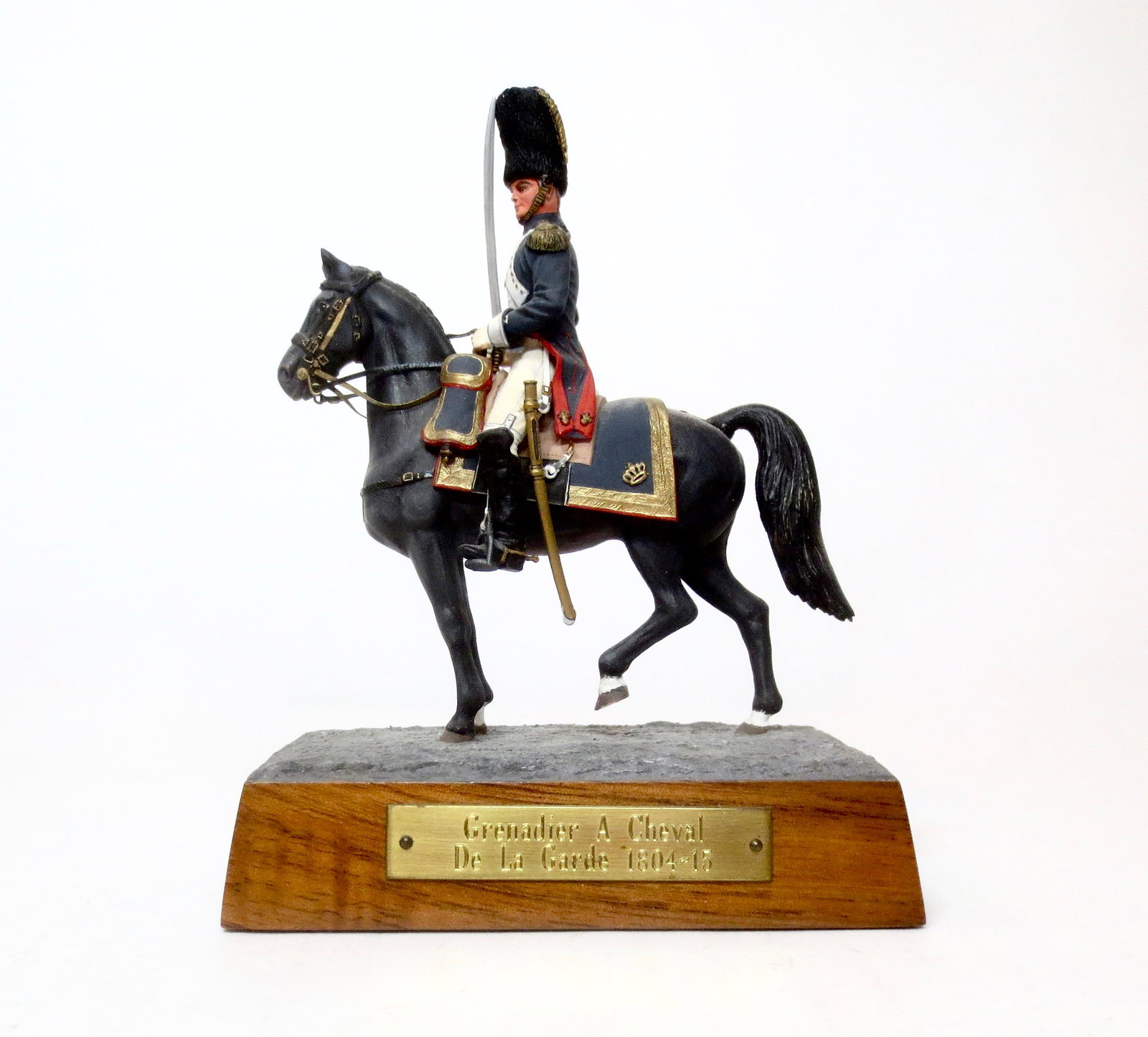 Historex by Howard Wolf "Grenadier a Cheval": Superb figure mounted on wooden base. 60mm scale. Excellent condition.