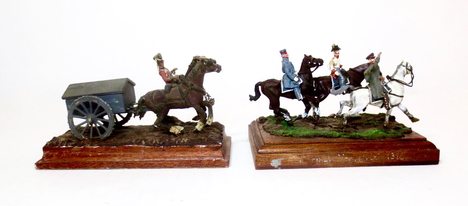 Teddy Suren "Willie" Vignettes: Two vignettes attributed to Suren. Blucher and Staff mounted on Horses, in good condition (one horse repaired), and Napoleonic Caisson in very good condition. Both 35mm scale.