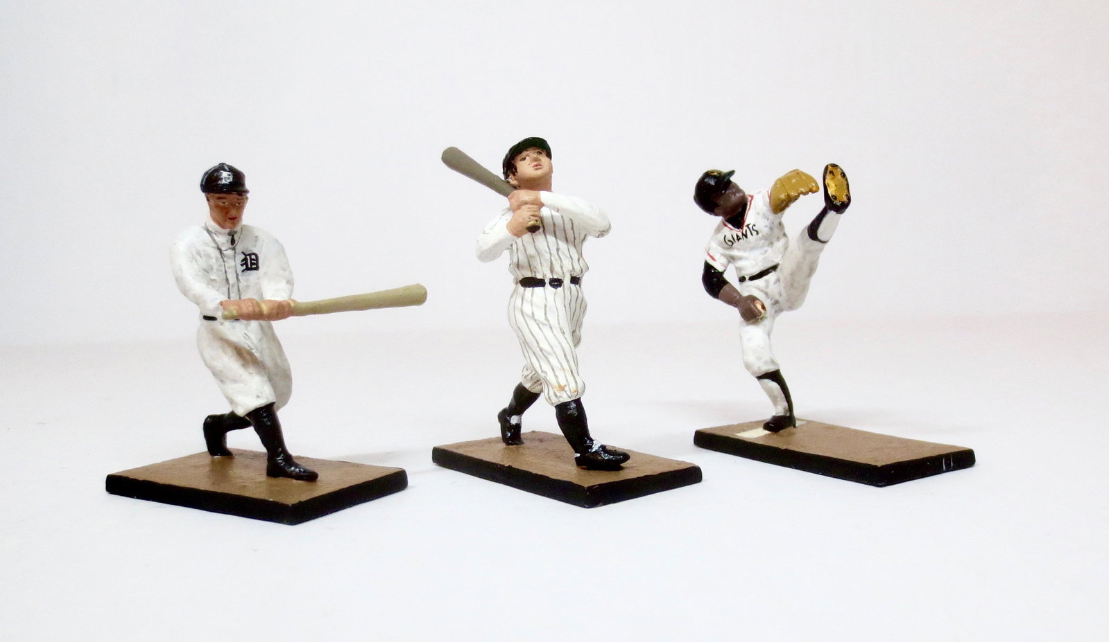Alymer Baseball Players: Ty Cobb, Babe Ruth and Juan Marachal. 54mm scale. 3 pieces. Excellent condition. Boxes excellent.