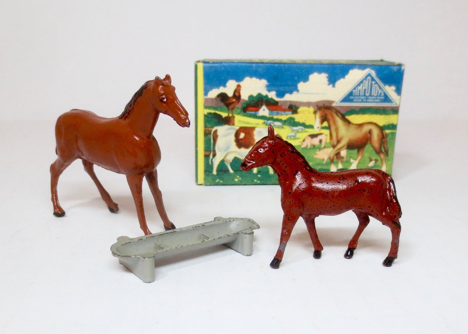Timpo Farm Picture Pack: Horse, Colt and Trough. Near mint to excellent condition. Box excellent.