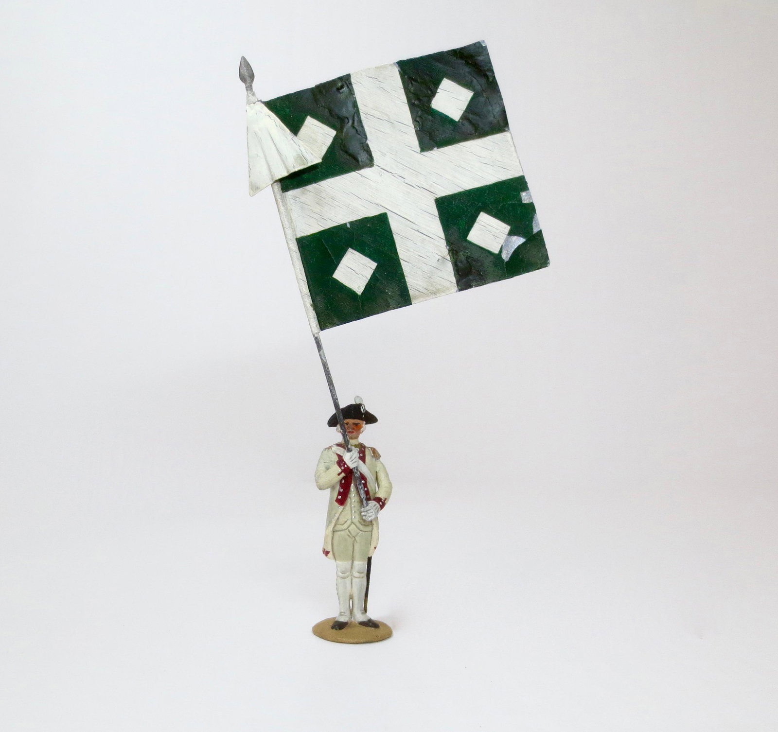 Metayer RARE "Ancien Regime" Standard Bearer: Suissonais 23rd Regiment of 1763. Modeled by Madam Fernande Metayer, one of France's premier makers of military miniatures. Circa 1950`s - 70`s. 54mm. Restored condition. Unboxed.