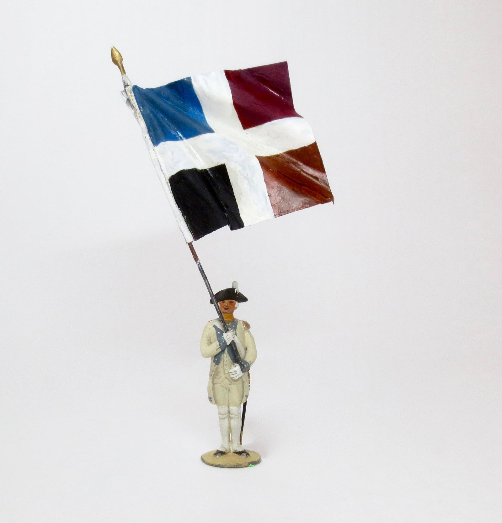 Metayer RARE "Ancien Regime" Standard Bearer: Bourbon 39th Regiment of 1791. Modeled by Madam Fernande Metayer, one of France's premier makers of military miniatures. Circa 1950`s - 70`s. 54mm. Restored condition, with some paint loss. Unboxed.