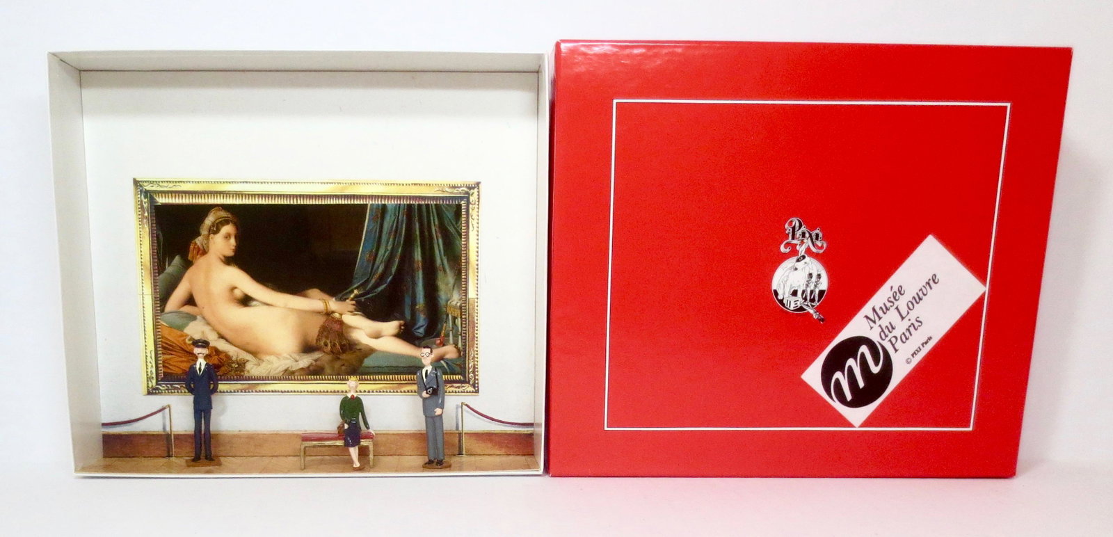 Pixi de Paris "The Louvre" Museum Diorama: Two visitors and a guard before Ingres painting "Une Odalisque" commissioned by Caroline Murat, Napoleon's sister and the Queen of Naples. Near mint condition. Box excellent.