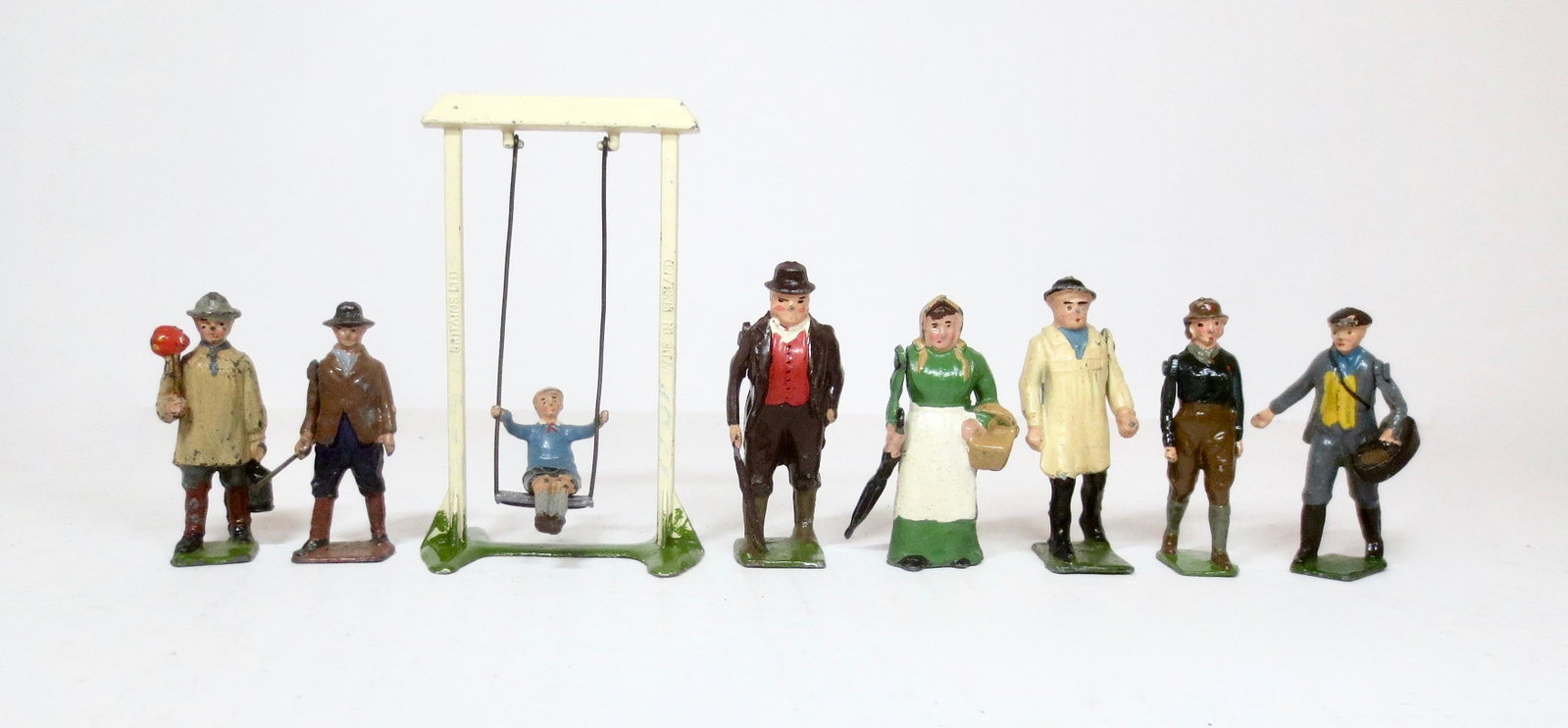 Britains Civilian Figures: Pre and Post war issues. 8 pieces. Excellent condition. Unboxed.