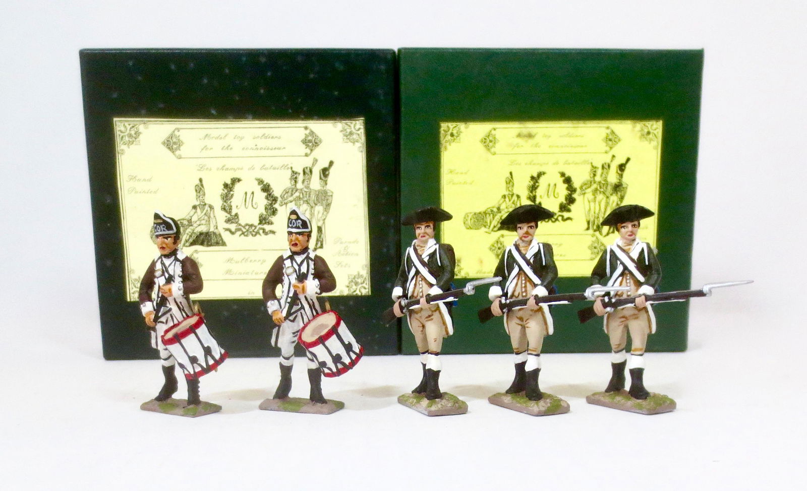 Mulberry Miniatures American Revolution: 1776 War. Congress Own Regiment. 5 pieces. Near mint condition. Boxes excellent.