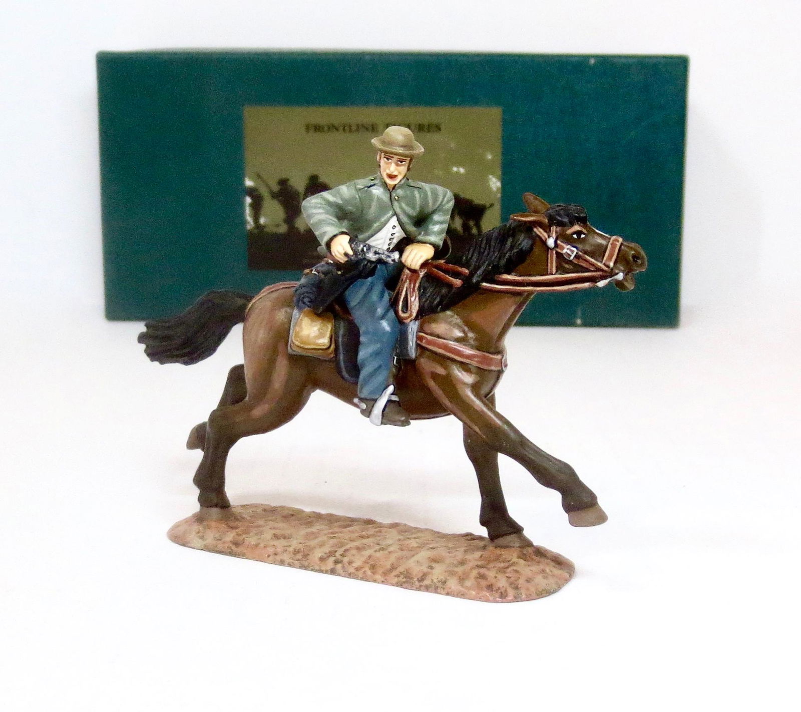 Frontline Figures #RC3 Confederate Cavalry: Trooper mounted on galloping horse. Mint condition. Box excellent.