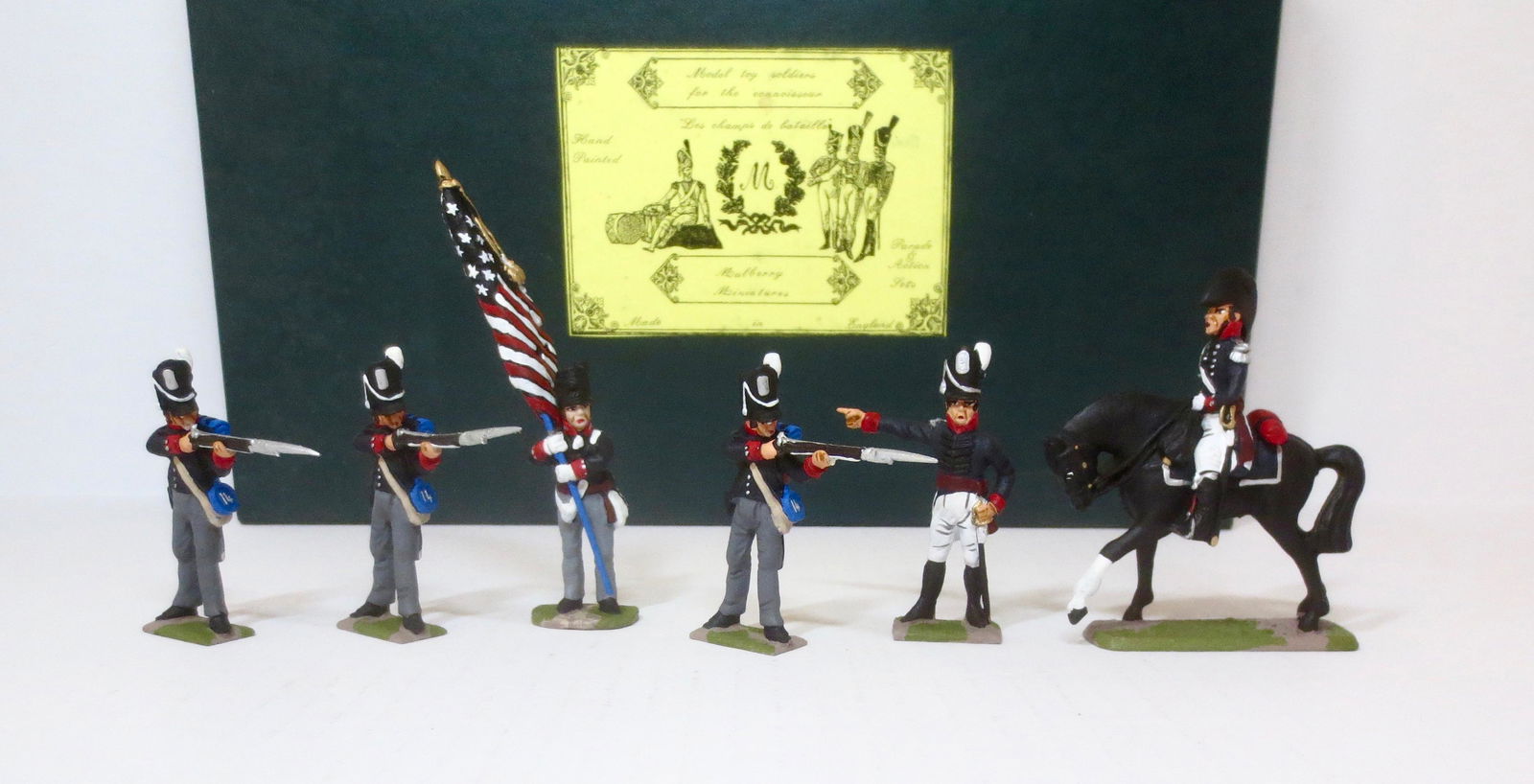Mulberry Miniatures 1812 War Display Set: 14th US Infantry. 6 pieces. Mint condition. Box excellent.