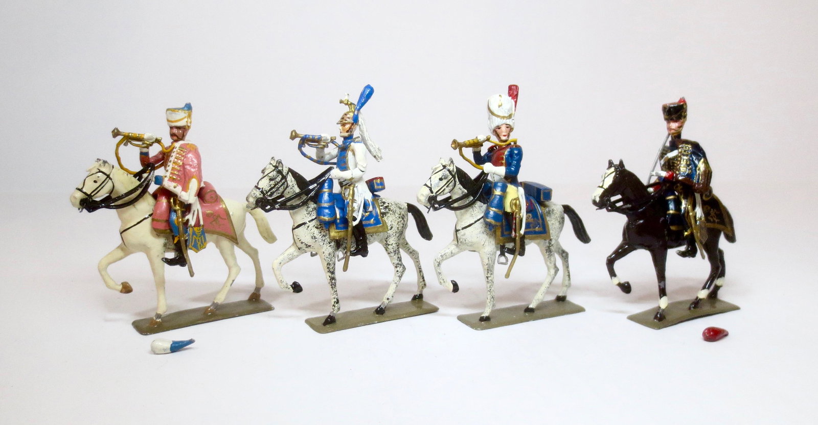 Lucotte Mounted Figure Selection: Post war issue, circa 1960's. Assorted Napoleonic officers. 4 pieces. Very good overall condition (two broken plumes, included for repair).