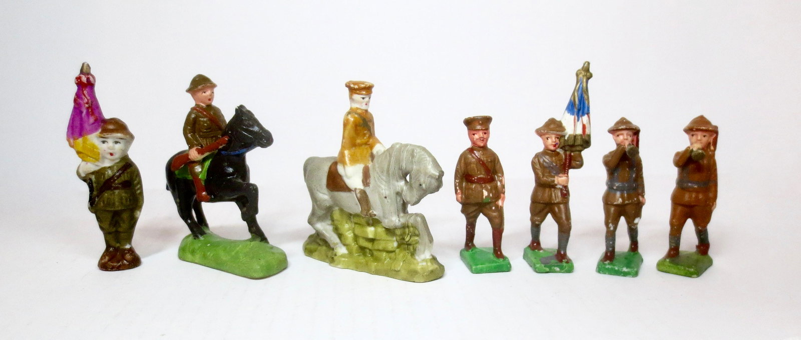 Dimestore Composition WW1 US Army Assortment: Made in Japan. 3" to 4" tall. 7 pieces. Excellent condition. Unboxed.
