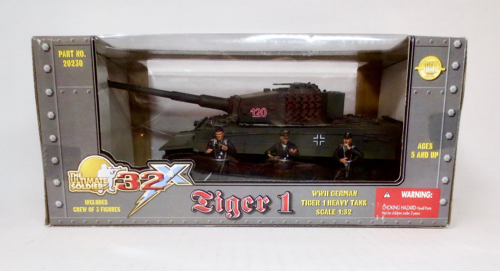 The Ultimate Soldier Tiger 1 Tank: World War Two German Tiger 1 Heavy Tank. 1:32 scale. Includes Crew of 3 figures. 4 pieces. New in box condition. Box excellent.