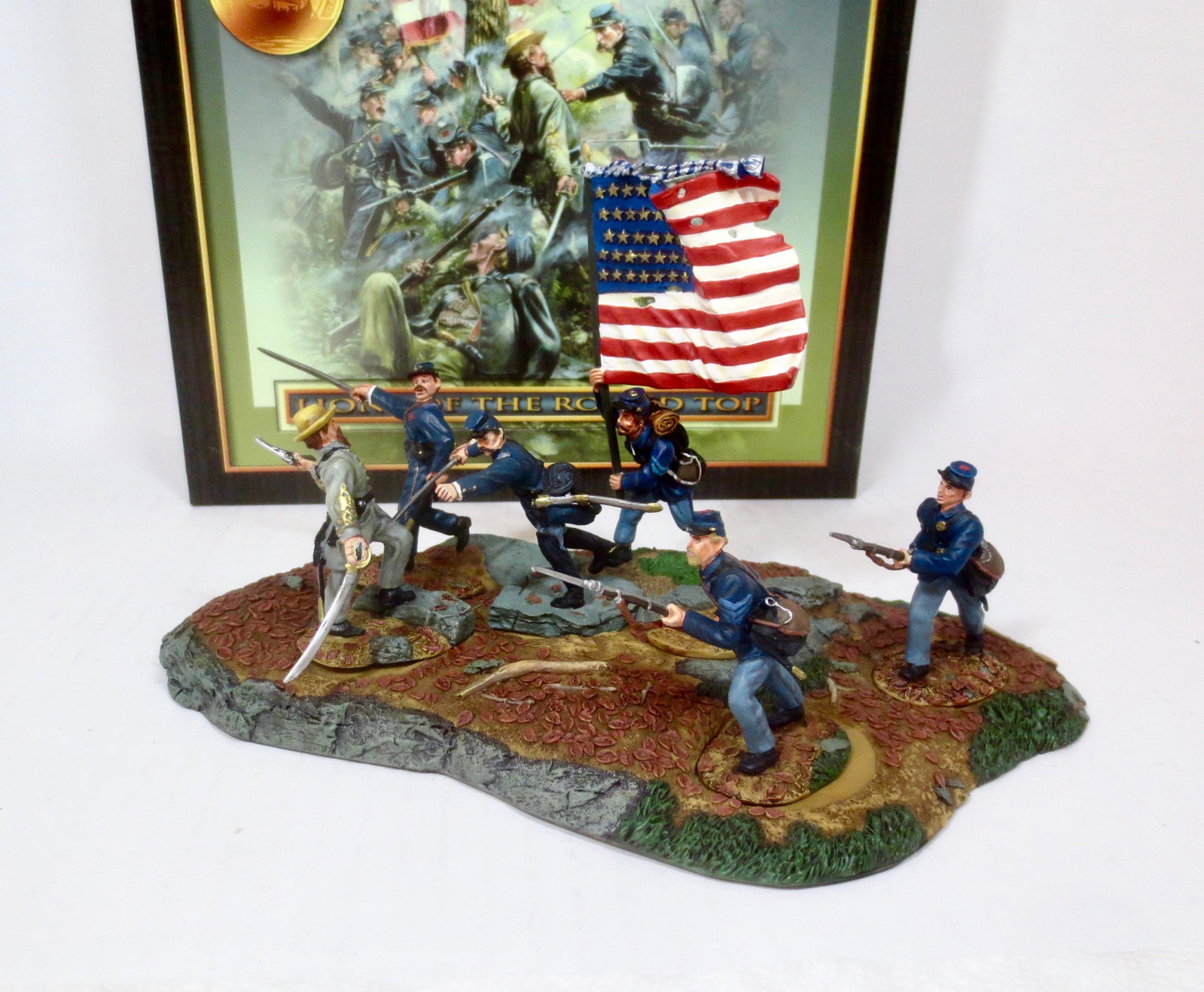 Conte "Lions Of The Round Top": Don Troiani's American Civil War. Limited Edition set. 6 Figures on a Terrain Base. 7 total pieces. Excellent condition. Box good, but missing some of the inside packing foam.