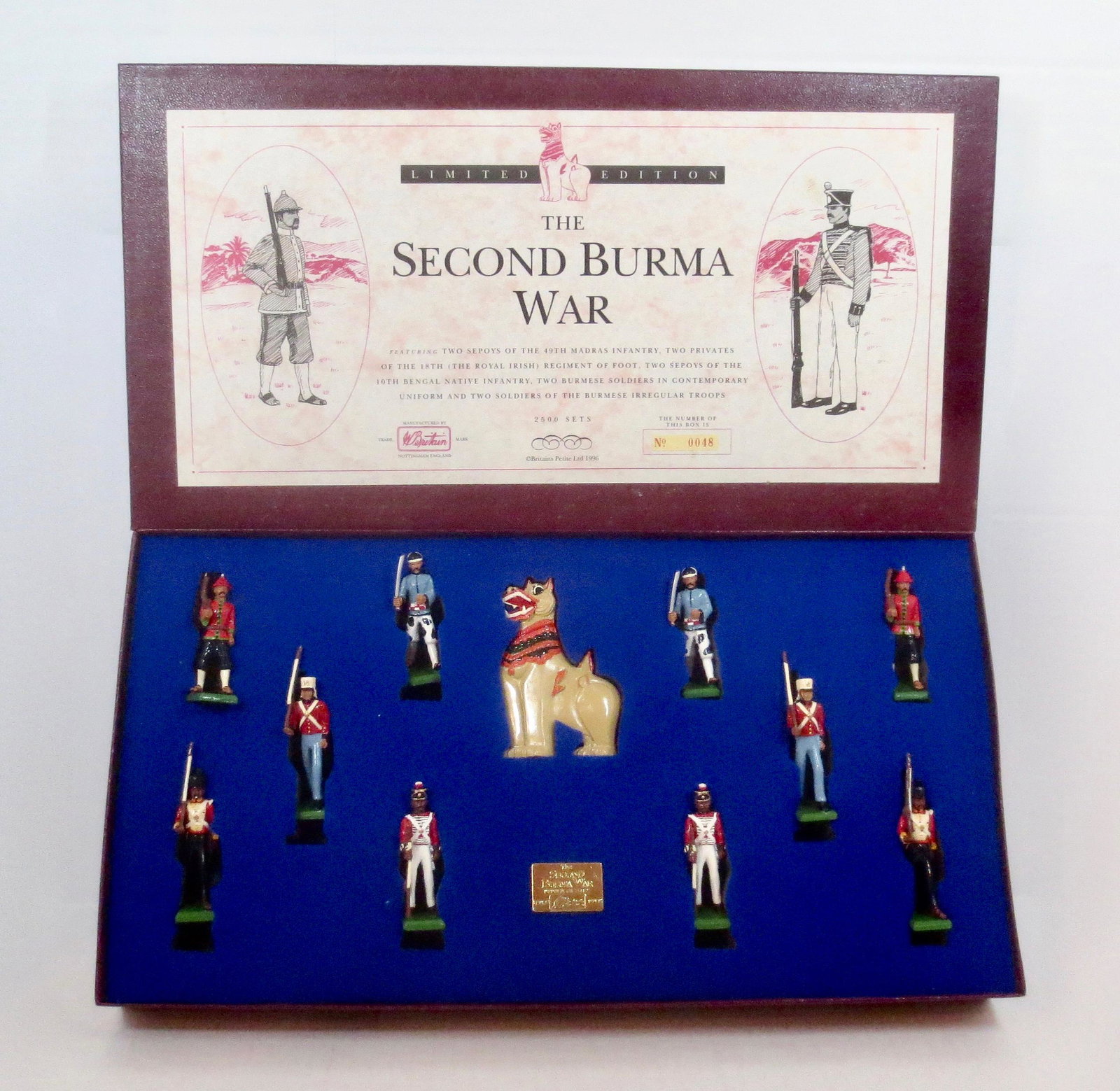 Britains #5296 Second Burma War: Limited Edition set, #48 of 2500. 11 Pieces. Mint condition. Box excellent.