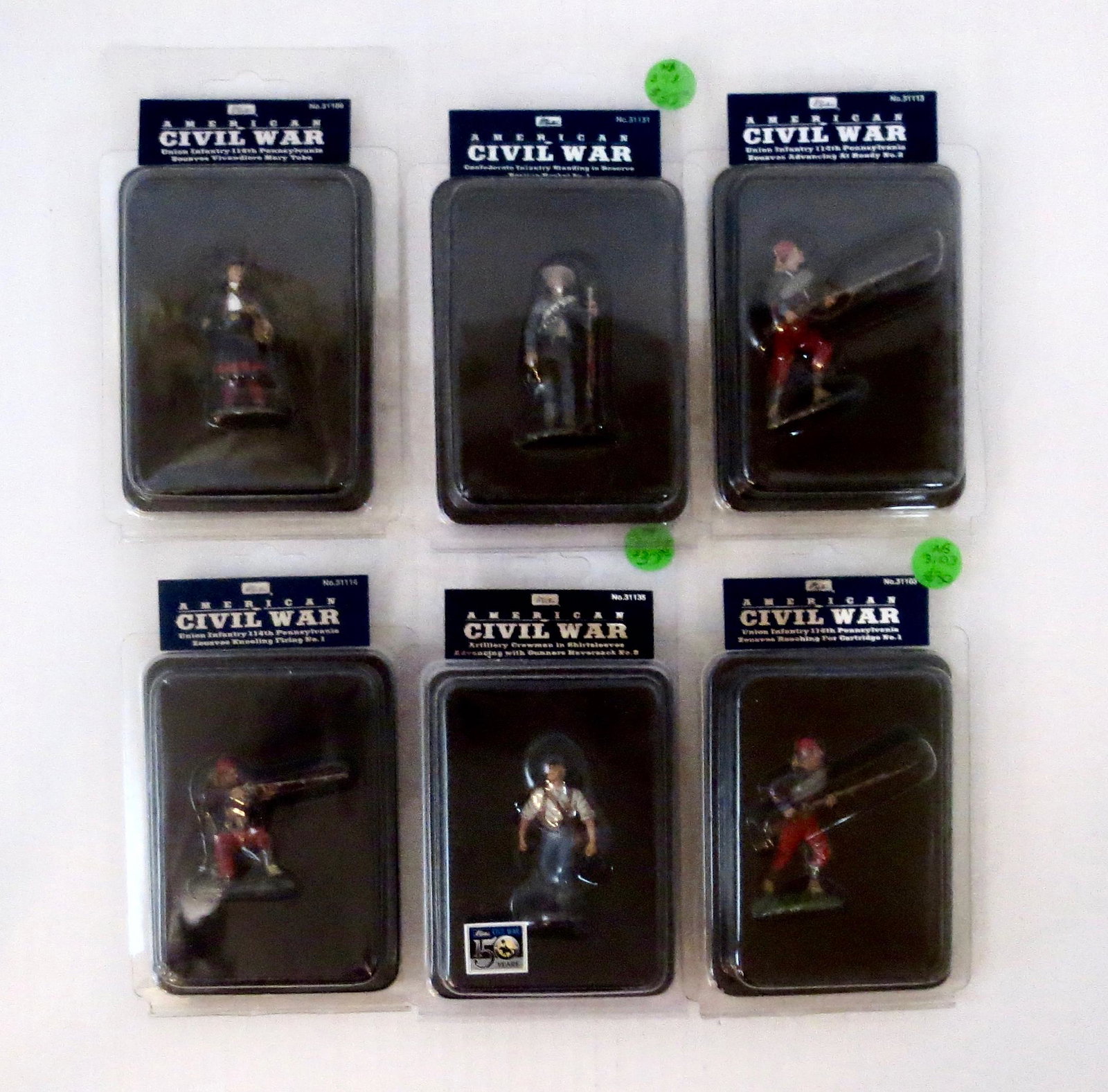 Britains American Civil War Assortment: Confederates and Zouaves. 6 pieces. New in packs.