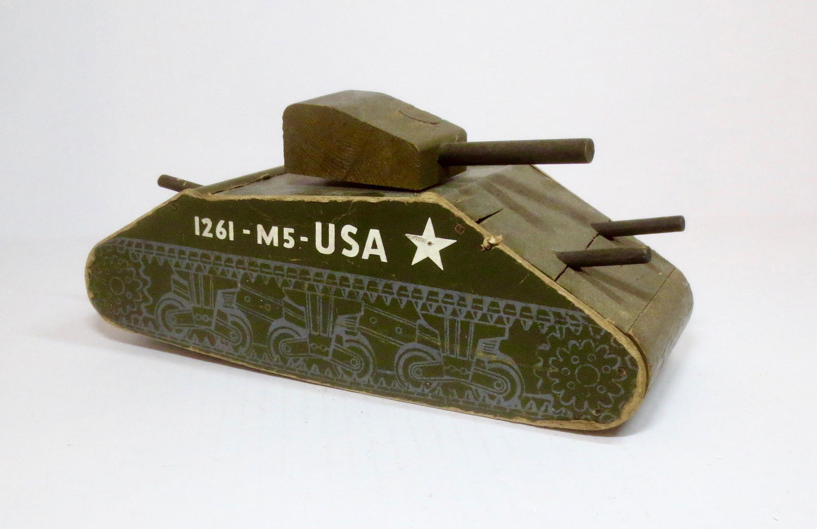 Vintage Wooden USA M-5 Tank (1 of 1)