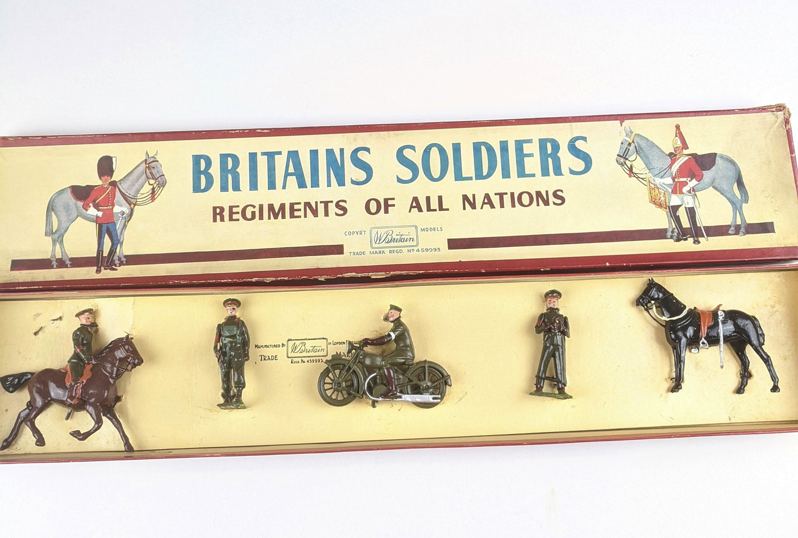 Britains # 1907 British Army Staff Officers: 5 Pieces Condition Excellent Box Excellent Post War