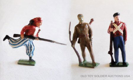 Jones RARE Charging Zouave: Jones RARE Charging Zouave. Chinese Communist Troop with machete and Scottish Infantry. Unboxed. Pre War 1935. 3 Pieces Condition Excellent.