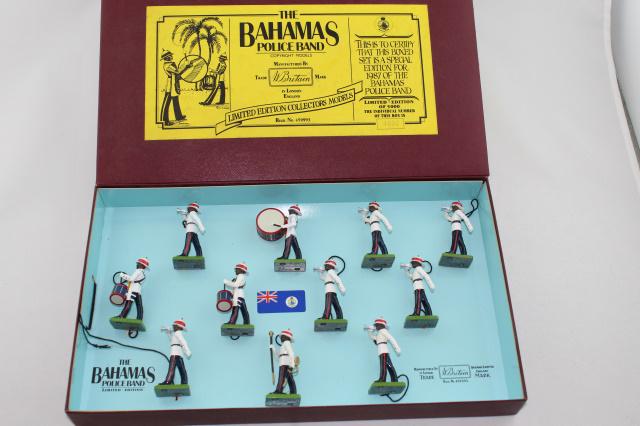 Britains set #5187 Bahamas Police Band: 11-pc set, 54 mm, E, loose in E box, with outer sleeve.