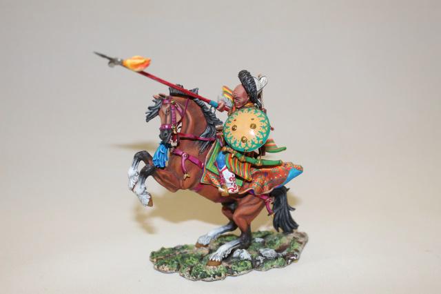 Biyato Miniatures St. Petersburg Mounted Mongol: 1 pc., 54 mm, Mounted Mongol with Lance and Shield, great rearing horse, E, no box.