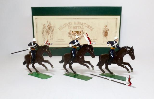 Alymer #AB2 British 17th Lancers 1879: 3 pieces. Near mint to good (one lance broken off). Box excellent.