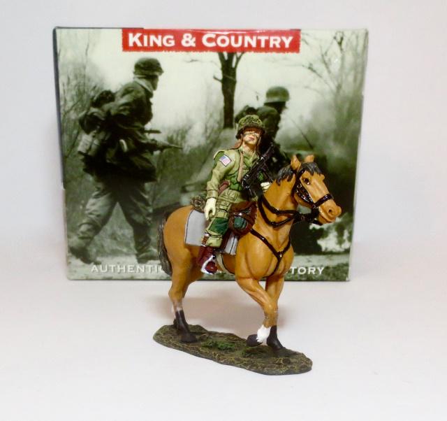 King & Country #DD071 “Horse Paratrooper”: Retired Figure. During the first couple of days following the invasion some US paratroopers used captured German cavalry horses to conduct ‘patrols’. This para also boasts a captured Schmeisser ma