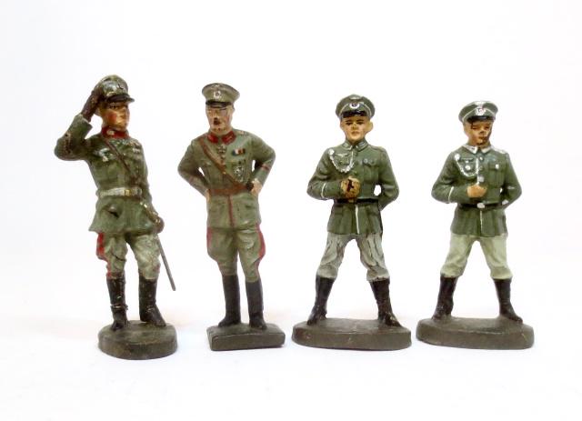 Elastolin & Lineol 3rd Reich Personality Figures: Composition. Measure 75mm to 80mm tall. 4 pieces. Excellent to very good condition. Unboxed.